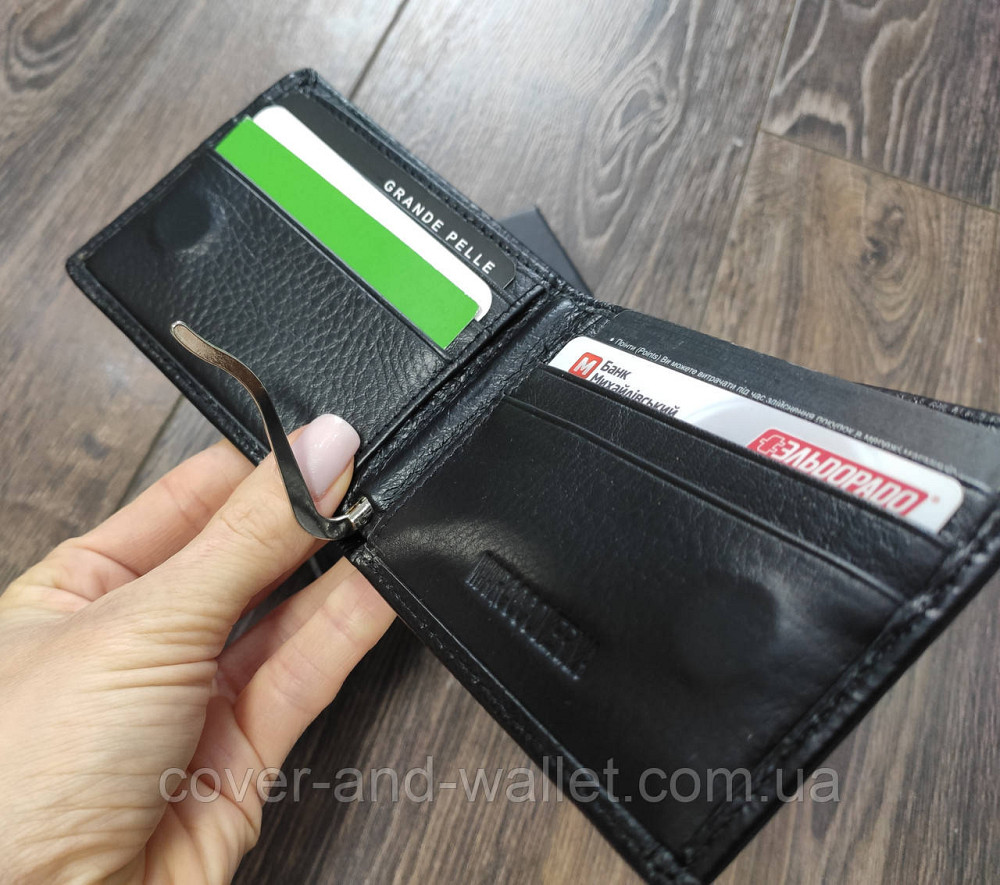 Компактний шкіряний чоловічий гаманець на магнітах Marco Coverna M101 Київ - фото 4