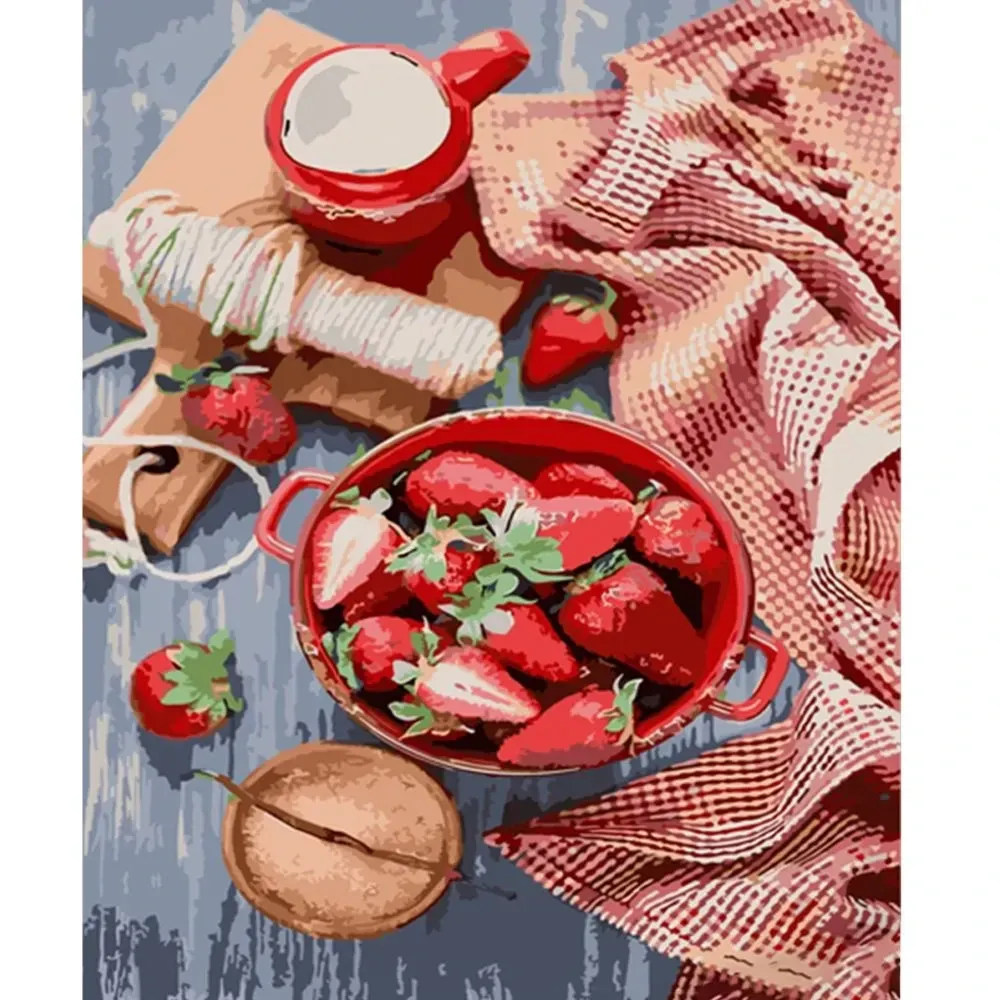 Набір для розпису по номерах Полуничний десерт Strateg розміром 40х50 см (HH020), шт Киев - изображение 1