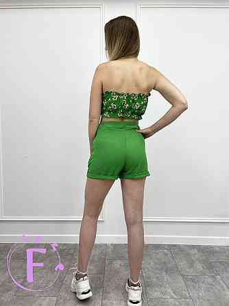 Літній жіночий топ з рюшами «Ruffie» | Розпродаж моделі 42, Зелений, В квітку Київ