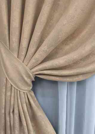 Комплект коротких штор VR-Textil Жакард Sultan YL № 1699ш Темно-бежевий 130х170 см 2 шт (35-0322) Київ