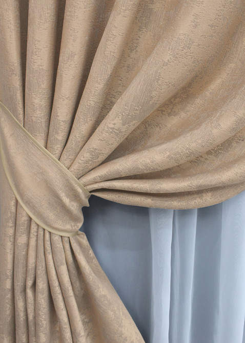 Комплект коротких штор VR-Textil Жакард Sultan YL № 1699ш Темно-бежевий 130х170 см 2 шт (35-0322) Київ - фото 4