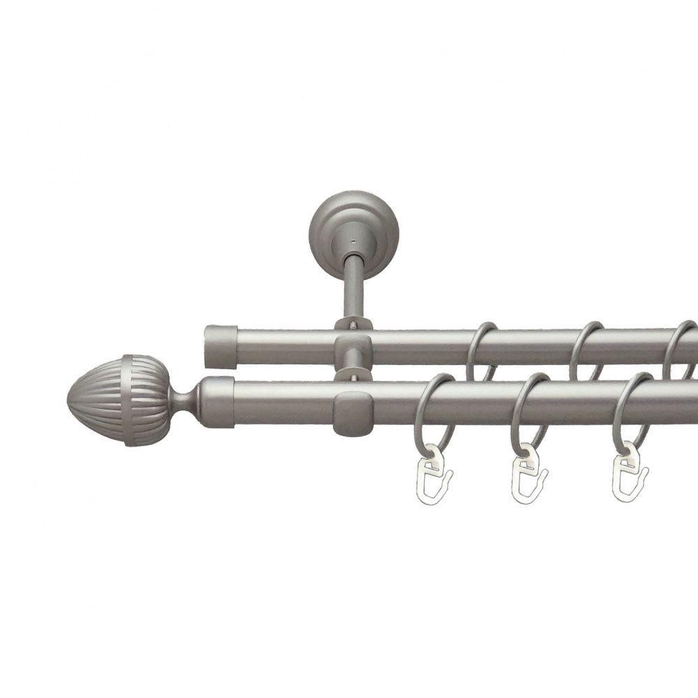 Карниз Orvit Одеон металевий дворядний відкритий гладка труба кільце металеве Сатин 19\16 мм 200 см Львов - изображение 1