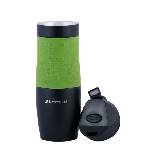 Термочашка 480мл з TPR вставкою і ремінцем нержавіюча сталь (мікс) KAMILLE 2067 Житомир - изображение 3