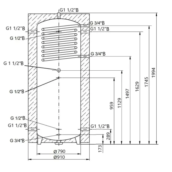 Теплоакумулятор Thermo Alliance TAI-10 1000 з теплообмінником 1,4 кв. м із ізоляцією 60 мм Київ