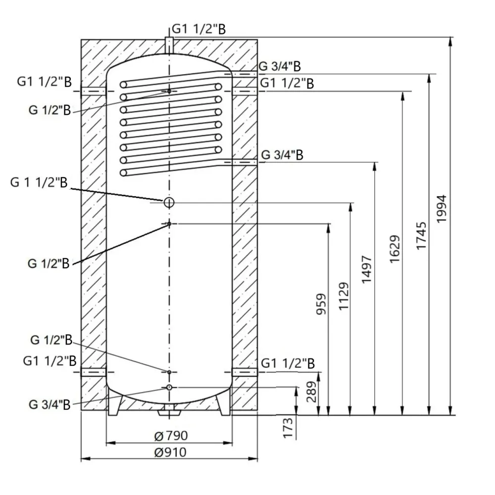 Теплоаккумулятор Thermo Alliance TAI-10 1000 с теплообменником 1,4 кв. м с изоляцией 60 мм Киев - изображение 5