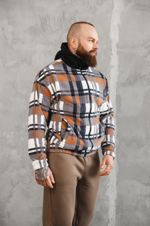 Сорочка чоловіча з капюшоном Коричнево-синій S Харків