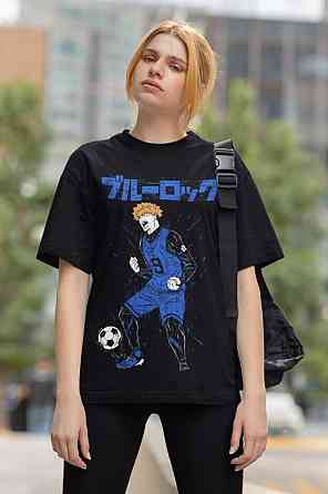 Футболка чоловіча з аніме принтом Ренсуке Кунігамі Кунігамі Рін оверсайз (S/M/L) Чорний AnimeJ1165 Дніпро