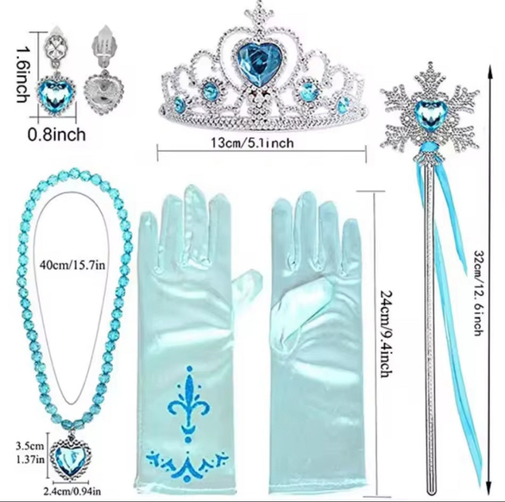 Набор для девочки косплей Эльза холодное сердце украшения 7 элементов голубой Киев - изображение 5