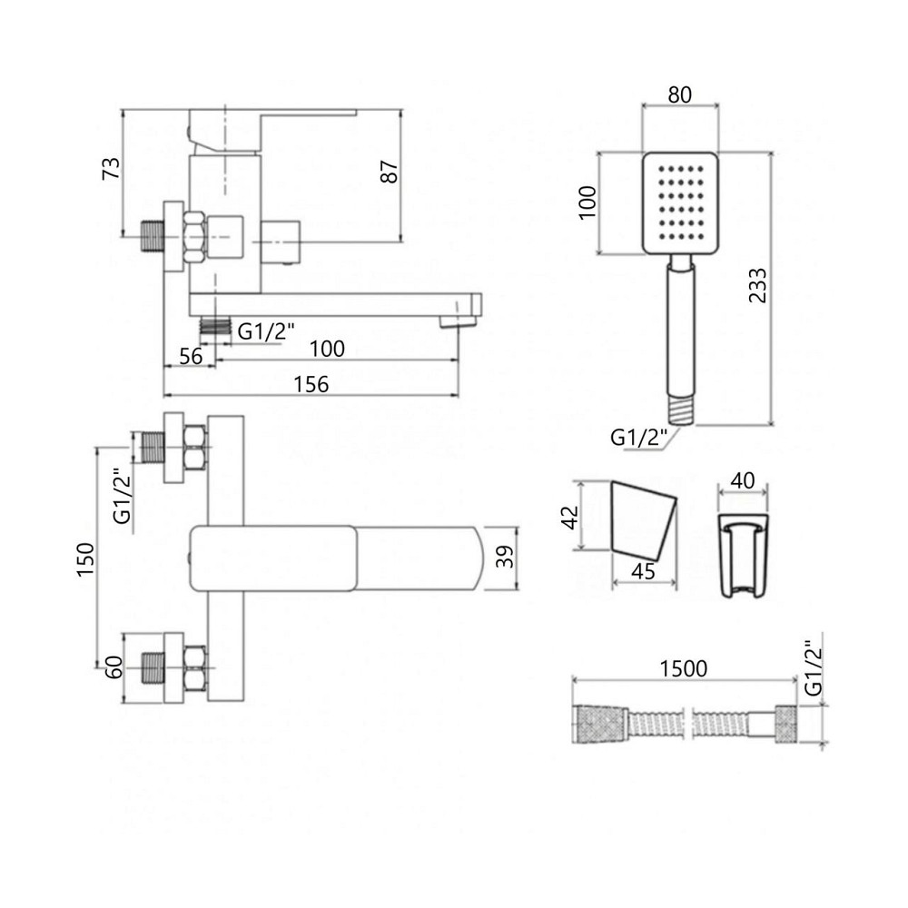 Змішувач для ванни Lidz Kubis 006 з поворотним виливом (з душовим гарнітуром) (k35) LDKUB006NKS28536 Nickel Київ - фото 2