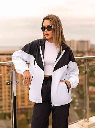 Стильний жіночий костюм з плащівки "Wolf"| Батал Чорний+білий, 54-56 Київ