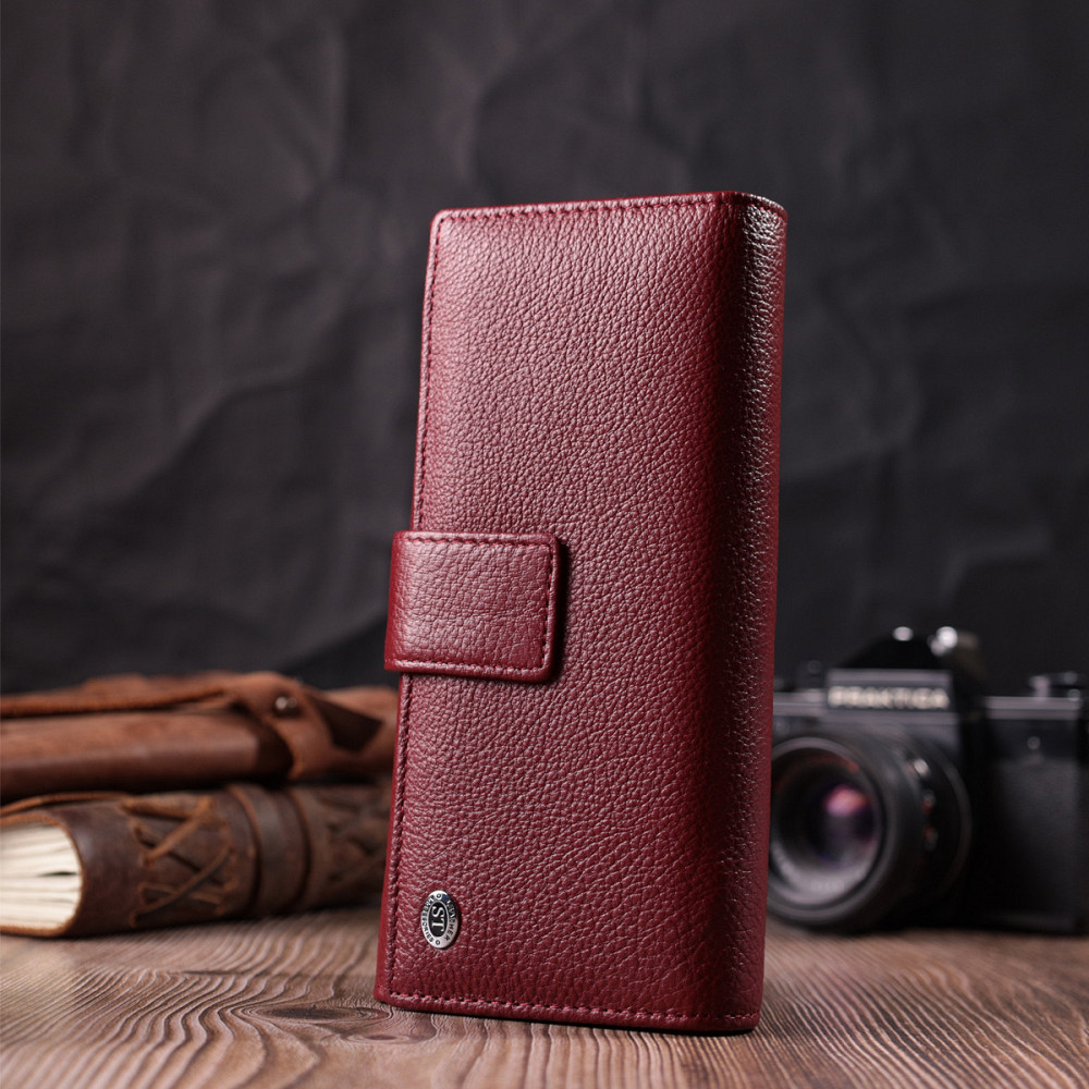 Жіночий шкіряний гаманець на 4 відділення бордовий (ST Leather) Київ - фото 20