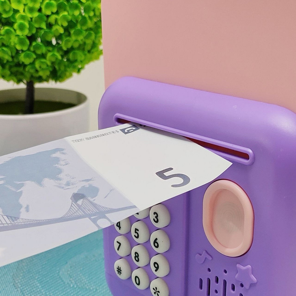 Сейф-скарбничка Банківський термінал з кодовим замком відбиток затягує купюри звук підсвічування Рожево-фіолетовий (589-36A-37A) Чернигов - изображение 7