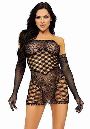 Leg Avenue 2 PC Tube dress and gloves OS Black Sex Aura Київ