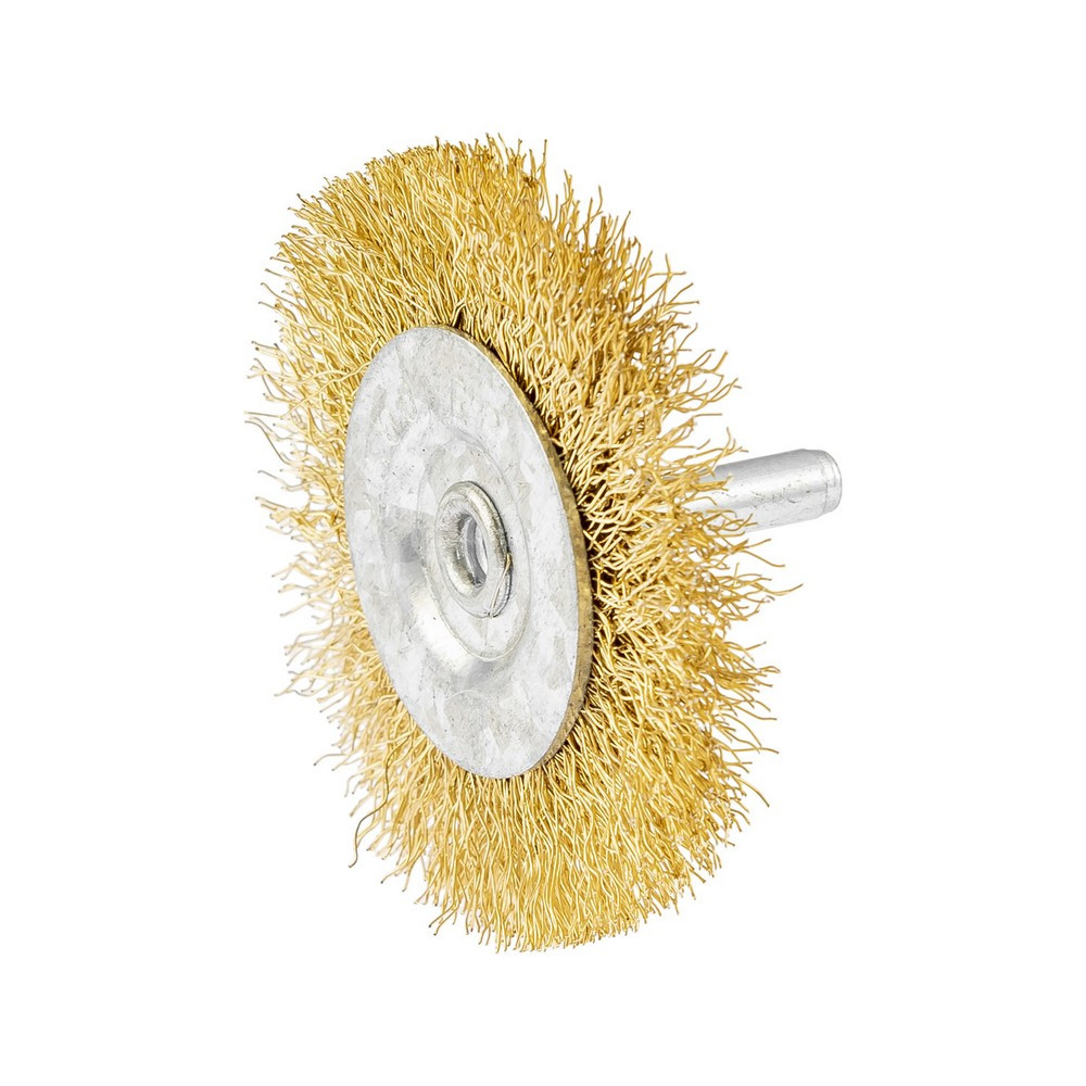 MASTERTOOL Щітка дискова MASTERTOOL з латунованого рифленого дроту Ø 75 мм зі стрижнем ¼" 19-97 Коломия - фото 1