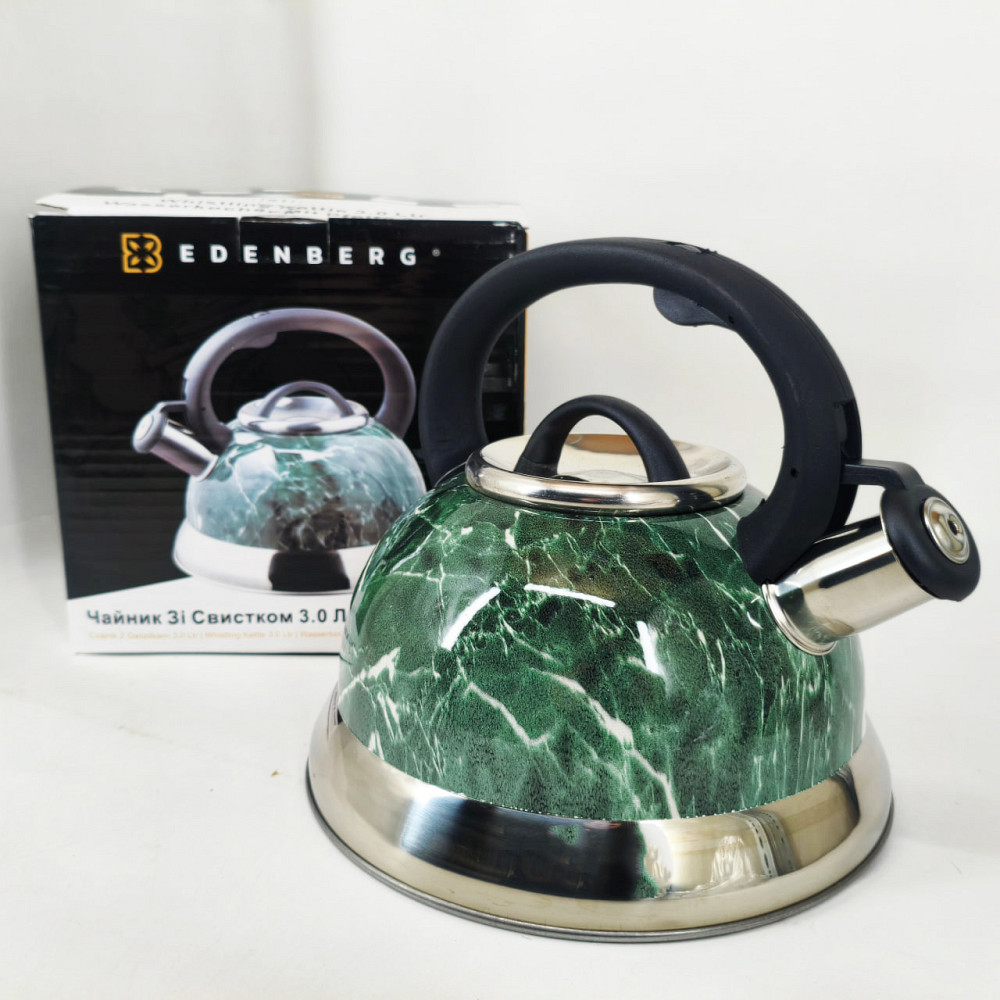 Чайник Edenberg EB-8871 из нержавеющей стали со свистком 3л Green DT-18 Львов - изображение 6