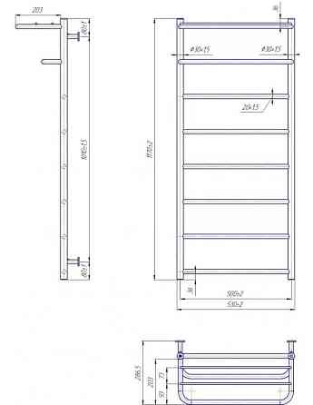 Полотенцесушитель водяной Mario INOX Отель 1170х530/500 с полкой Киев