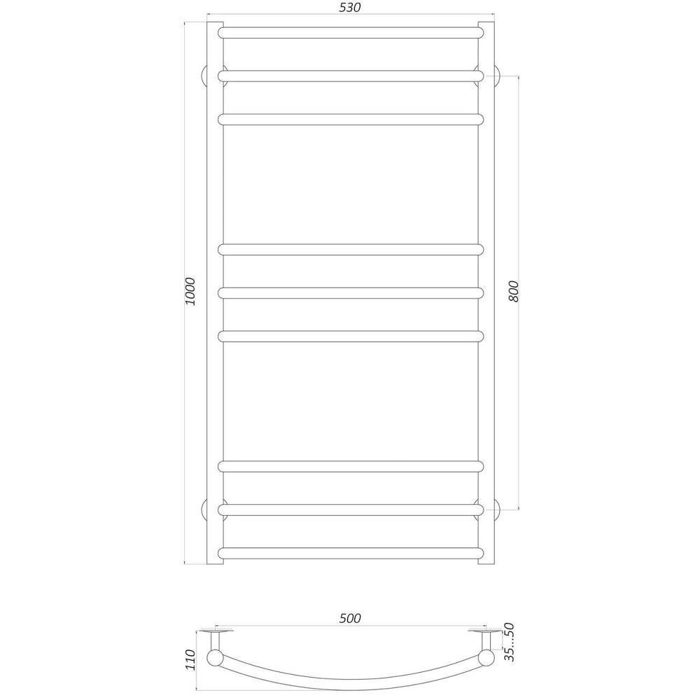 Полотенцесушитель UNIO LDE W 1000-500-9 BLK Лесенка Дуга Элит вода черная (000021552) Киев - изображение 5