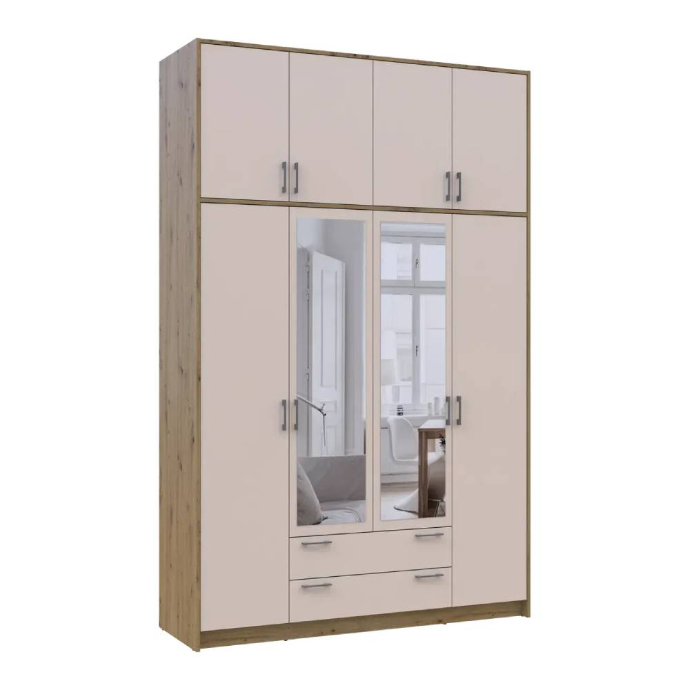Шафа для одягу Doros Ронді з високою антресоллю і дзеркалом Дуб Артизан/Кашемір 4 ДСП 160х52х260 (DRS-011880) Дніпро - фото 7