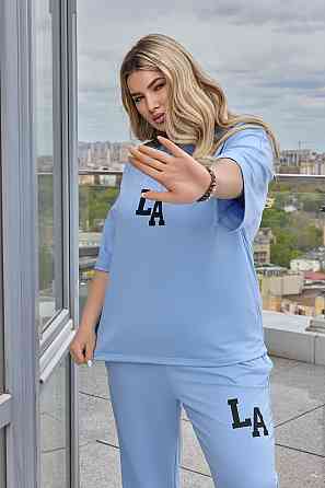 Жіночий легкий спортивний костюм із футболкою "Amante" |  Норма та батал Блакитний, 54-56 Київ