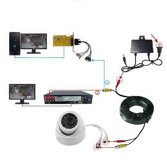 Патчкорд комбінований 50м, BNC-DC / Провід для відеокамер / Провід для камер відеоспостереження Київ