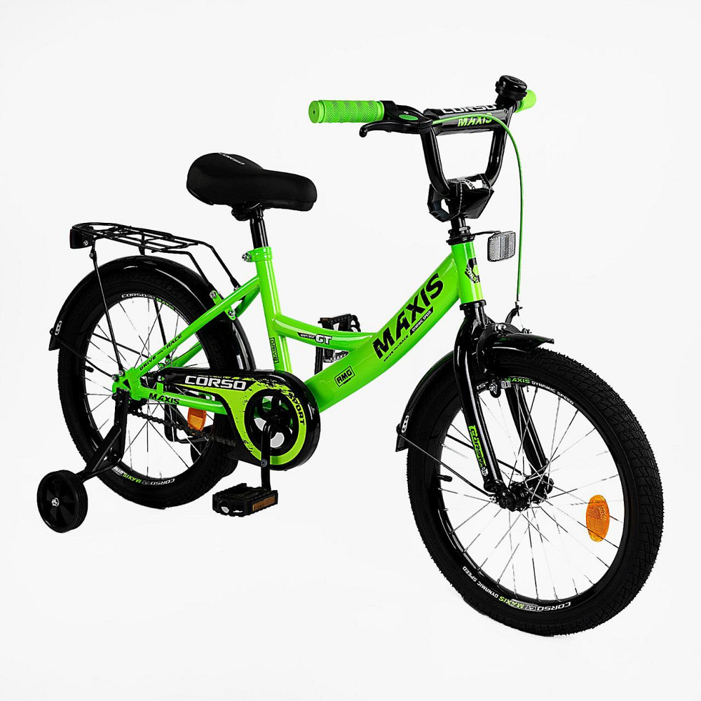 Велосипед 2-х колісний CORSO MAXIS 16 дюймів ручне гальмо додаткові колеса Салатовий (CL-16192) Чернігів - фото 1
