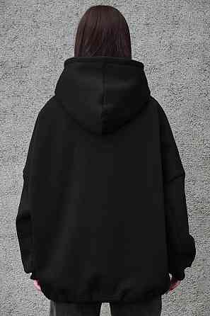 Теплая женская толстовка на флисе черный худи с капюшоном oversize кофта с карманами хлопок с принтом Гарри Поттер Without Одесса