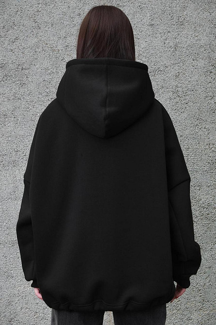 Теплая женская толстовка на флисе черный худи с капюшоном oversize кофта с карманами хлопок с принтом Гарри Поттер Without Одесса - изображение 5