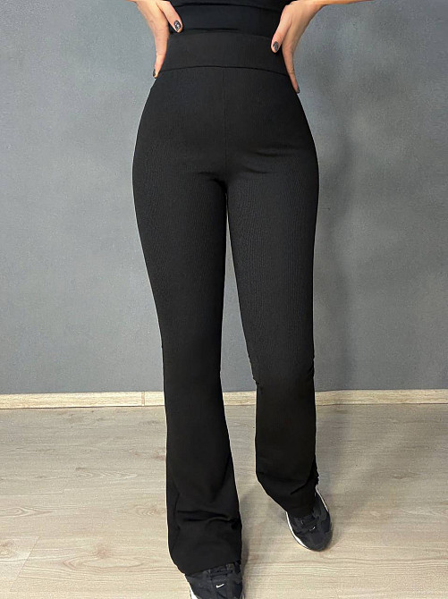 Лосины женские Prenses 806 утепленные клеш рубчик черные, черный, L Киев - изображение 11