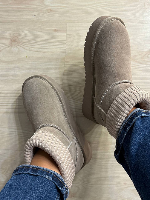 Уггі жіночі Hengji 56-3 з манжетом шкарпеткою на високій підошві бежеві, 39, 25 см Київ - фото 2