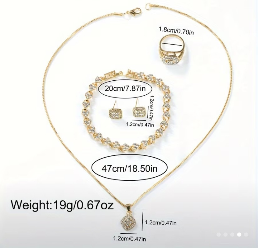 Подарочный набор для женщин Арабские цифры Сердценаручные часы браслет кольцо цепочка с кулоном и серьги золотистый Киев - изображение 5