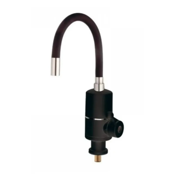 Электро-кран Zerix ELW06-F Black 3.3 кВт черный с силиконовым изливом (ZX5032) Черновцы