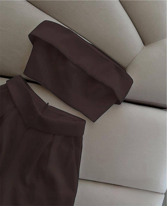 Жіночий стильний костюм для штанів: топ і штани костюмка Шоколад, 42/44 Одеса - фото 3