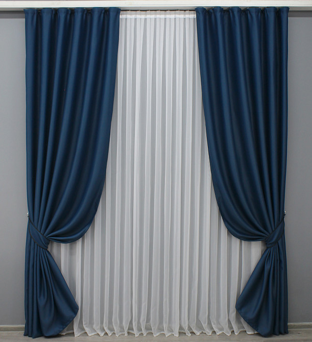 Комплект готовых штор VR-Textil Bagema Rvs № 1474ш Синий 100х270 см 2 шт (31-0054) Киев - изображение 2