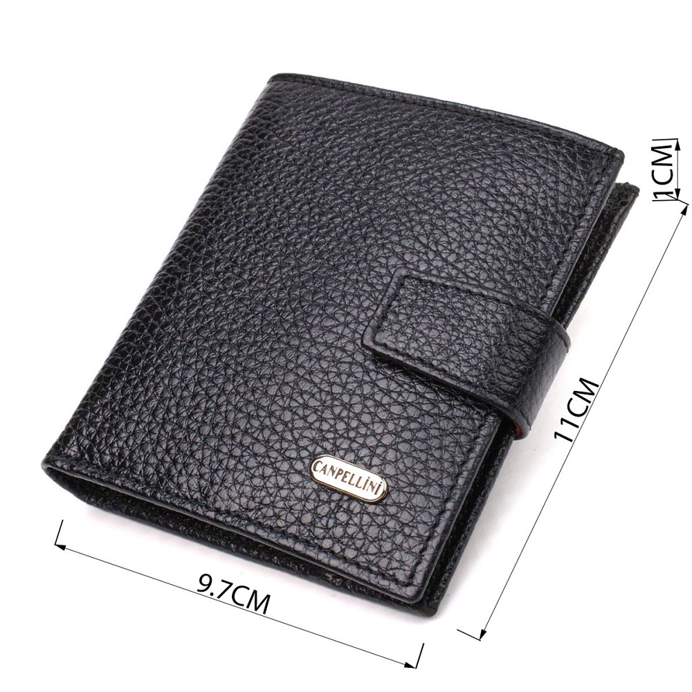 Стильный мужской бумажник в комбинации двух цветов из натуральной зернистой кожи CANPELLINI 21728 Черный Киев - изображение 9