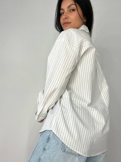 Сорочка жіноча Mix Ray 4465 оверсайз блакитна смуга біла, білий, M Київ - фото 4