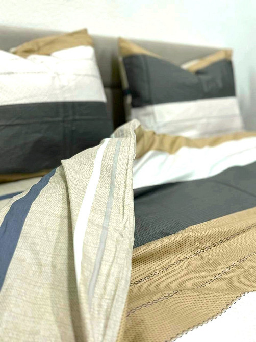 Ecotton Комплект постільної білизни Ecotton полуторний 150х215 см в полоску сірий (20004АВ) Київ - фото 5