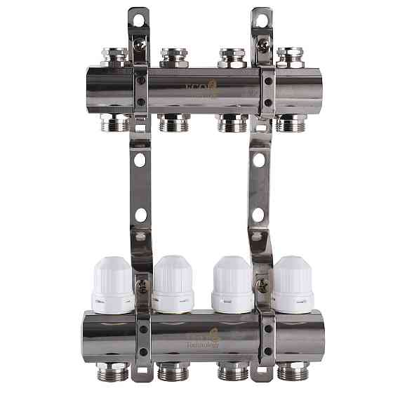 Коллектор с регуляторами и креплением ECO 001С 1″x4 Киев