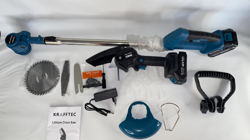 Универсальный триммер + мини цепная пила 4 дюйма Krafftec 0000 8660 для травы, кустов и веток Одесса - изображение 1