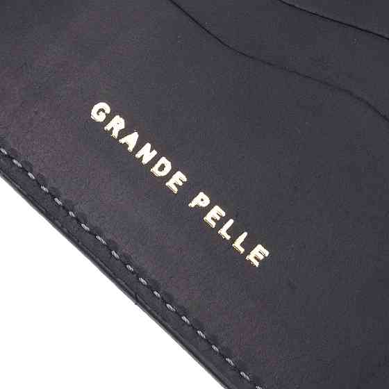 Практичний шкіряний гаманець у дві додавання Чорний (GRANDE PELLE) Київ