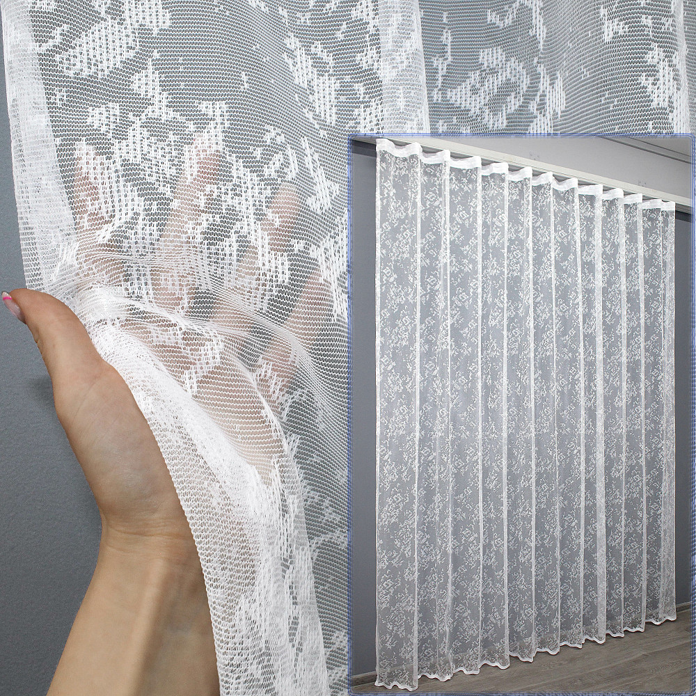 Тюль жакард, мармур колір білий 1370т Київ - фото 1