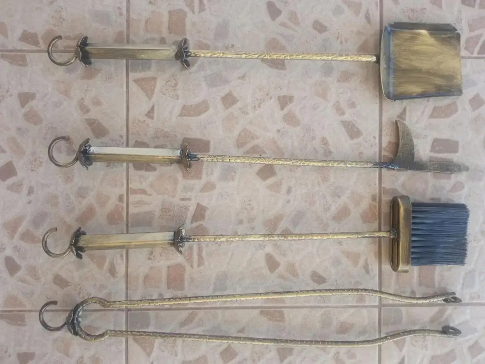 Кований набір для каміну K-008 (стійка, совок, щітка, кочерга, щипці) Київ - фото 8