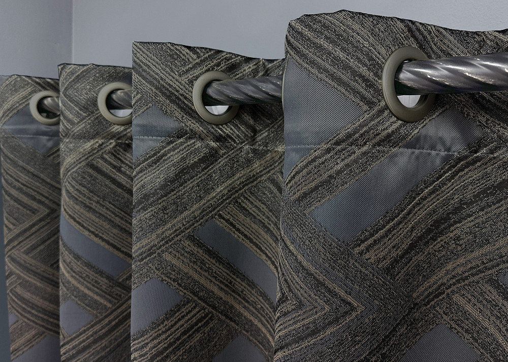 Комплект штор на люверсах VR-Textil Жаккард Mystery № 1625ш Капучино с серым 150х280 см 2 шт (37-0201) Киев - изображение 5