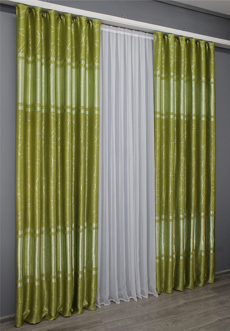 Комплект готових штор VR-Textil Софт Ліана № 462ш Оливковий 150х270 см 2 шт (30-202) Київ - фото 12