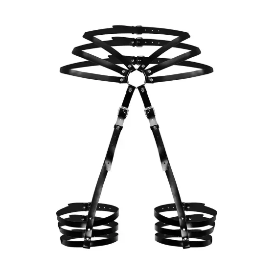 Сексуальні шкіряні гартери з поясом Art of Sex - Vivien, розмір L-2X, колір чорний Львов