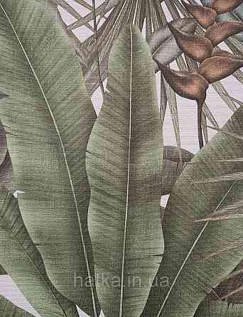 Шпалери вінілові на флізеліні AS creation Della Natura метрові 1.06Х10 листя банана пальми зелені салатові Київ