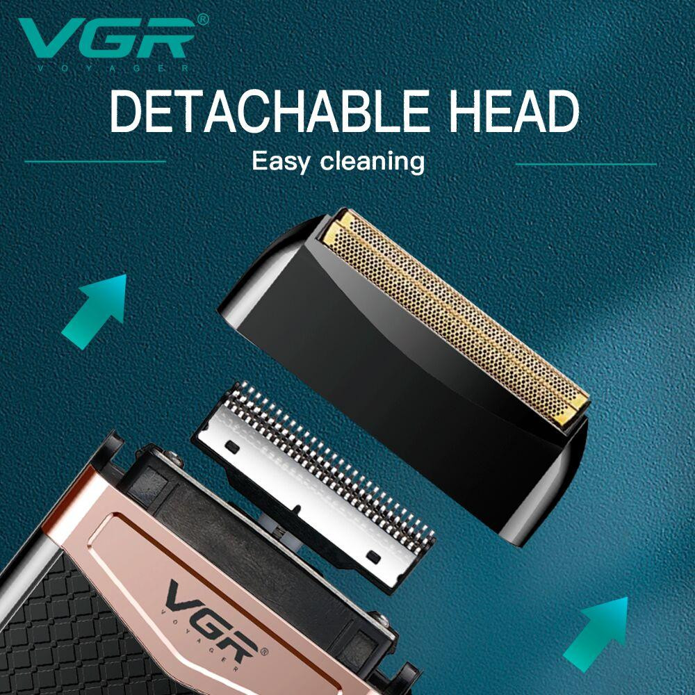 Електробритва VGR V-331 бездротова USB Type-C IPX4 подвійна сітка 2 насадки для сухого та вологого гоління Одеса - фото 6