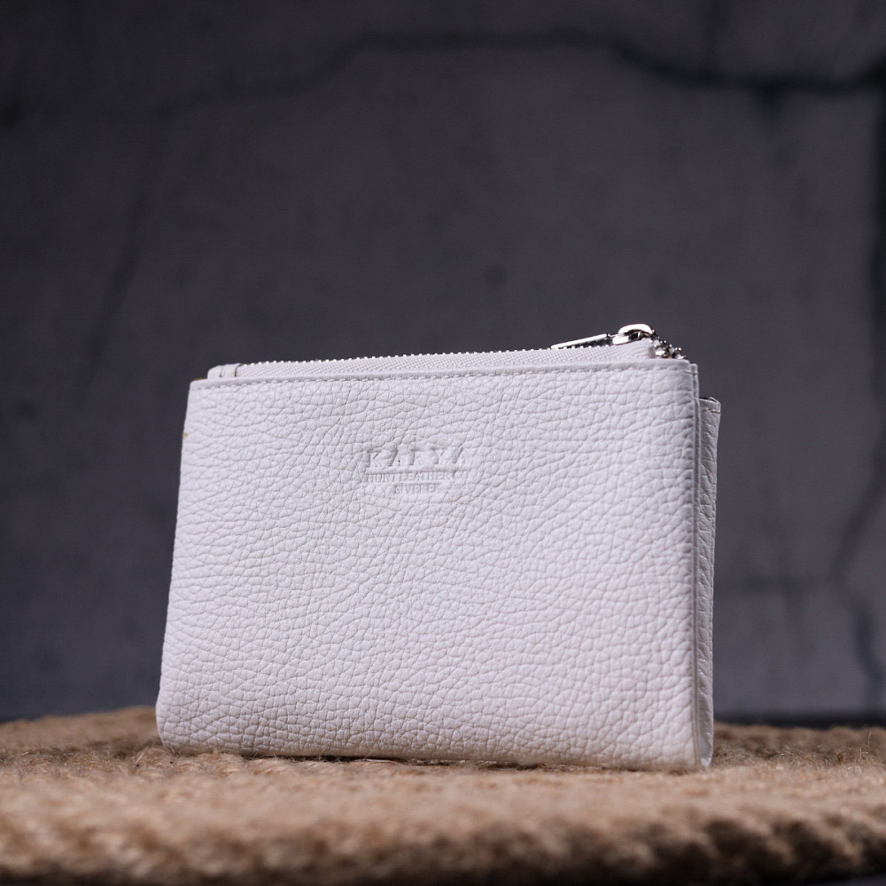Компактный кошелек с монетницей на молнии из натуральной кожи KARYA 21383 Белый Киев - изображение 10