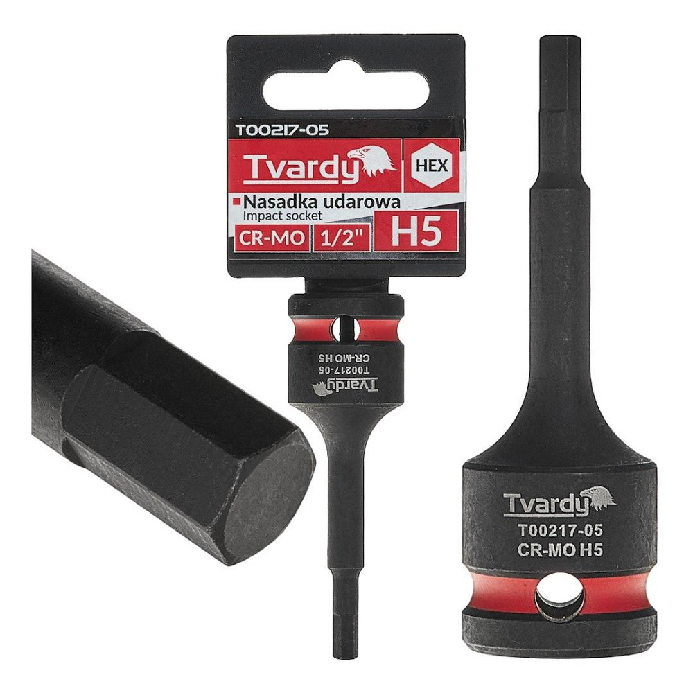 Головка ударна "Tvardy" з хром-молібденової сталі (Cr-Mo)  1/2"  Hex H5  довжиною  77мм Киев - изображение 2