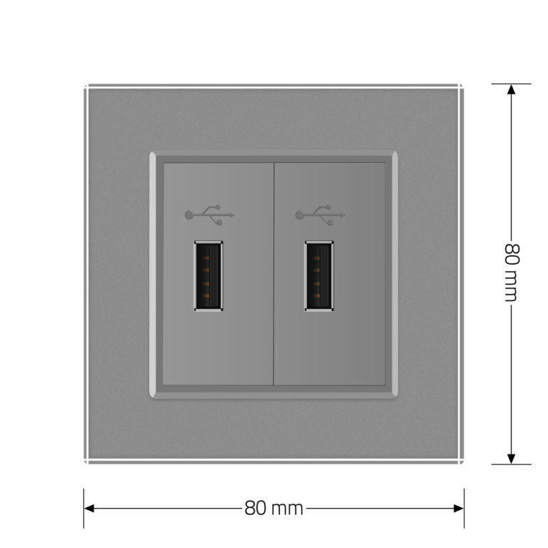 Розетка подвійна USB з блоком живлення Livolo сірий скло (VL-C792U-15) Коломыя - изображение 7