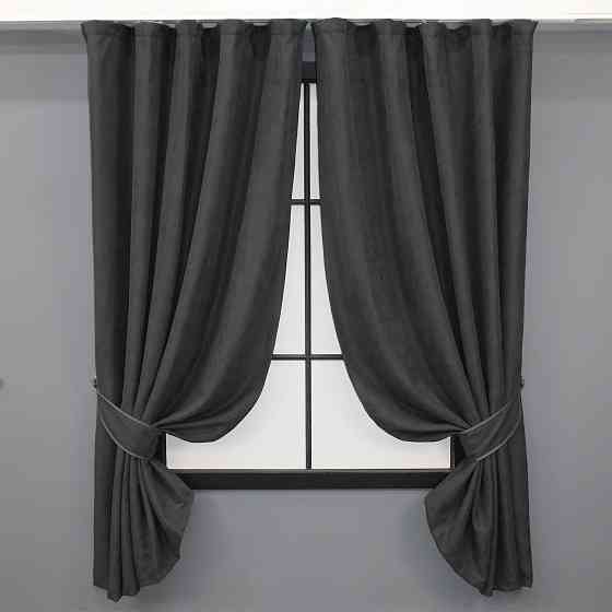 Комплект коротких штор VR-Textil Микровелюр Petek № 1495ш Темно-серый 140х170 см 2 шт (35-0209) Киев